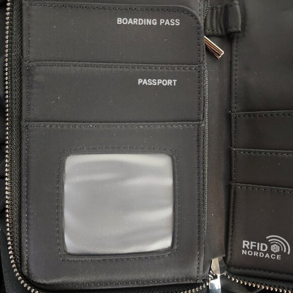 Nordace Black RFID Blocking Passport Sim SD Card ID Window Smart Wallet Wristlet - Picture 8 of 16